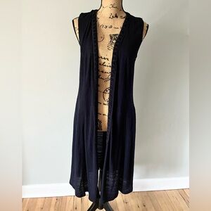 Saturday Sunday for Anthropologie Elegant Dark Blue Sleeveless Cardigan